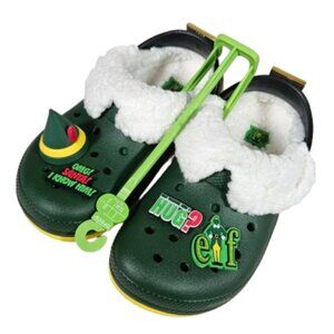 Crocs Elf Classic Clogs Lined Kids Size J2 Christmas Green Unisex Buddy the Elf